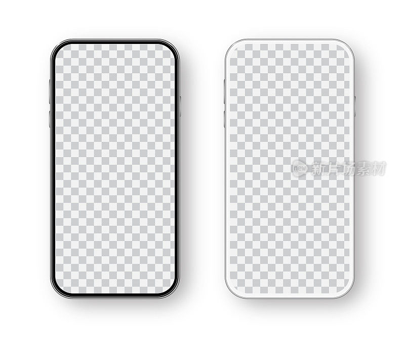 Modern White and Black Smartphone. Mobile phone Template. Telephone. Realistic vector illustration of Digital devices